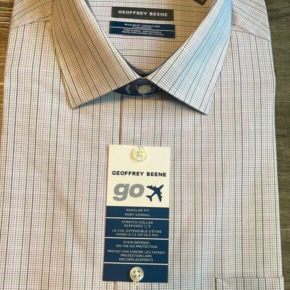 Geoffrey Beene Checked Broadcloth Sport Shirt-PINK-16-34/35 - Picture 3 of 4